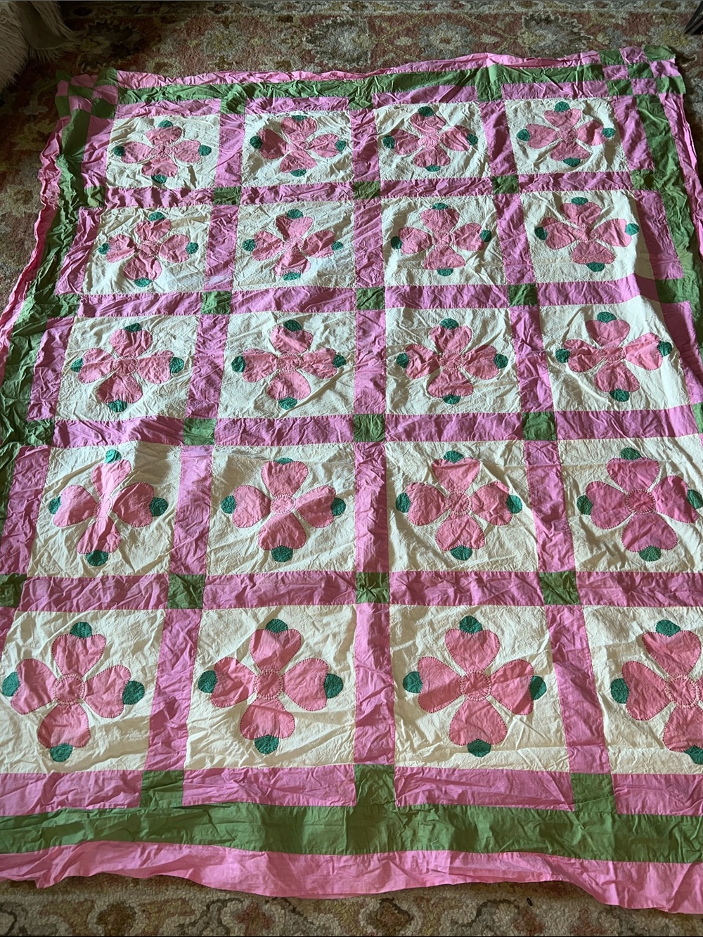 Vintage Hand made Quilt top 68” x 82”
